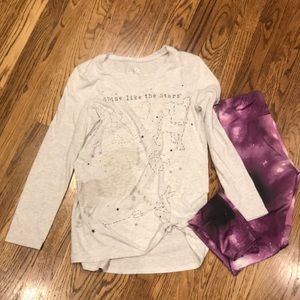 Justice leggings and matching shirt